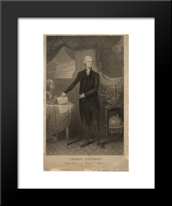 Thomas Jefferson, President Of The United States 20x24 Black Modern Wood Framed Art Print Poster by Library of Congress