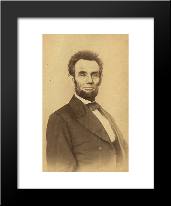 Portrait Of President Abraham Lincoln, Half-Length, Facing Front 20x24 Black Modern Wood Framed Art Print Poster by Library of Congress