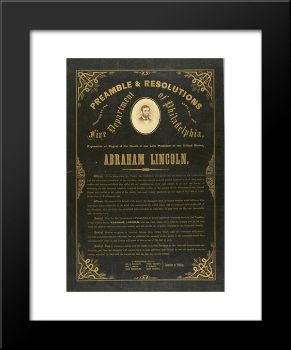 Preamble & Resolutions Adopted By The Fire Department Of Philadelphia, April 20Th, 1865 20x24 Black Modern Wood Framed Art Print Poster by Library of Congress