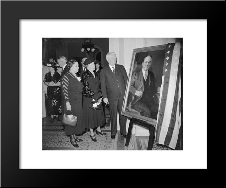 Robinson Portrait Unveiled. Washington, D.C., April 20. A Portrait Of The Late Senator Joseph T. Robinson, Majority Leader Of The Senate 20x24 Black Modern Wood Framed Art Print Poster by Library of Congress