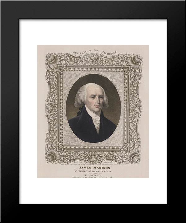 James Madison - 4Th President Of The United States 20x24 Black Modern Wood Framed Art Print Poster by Library of Congress