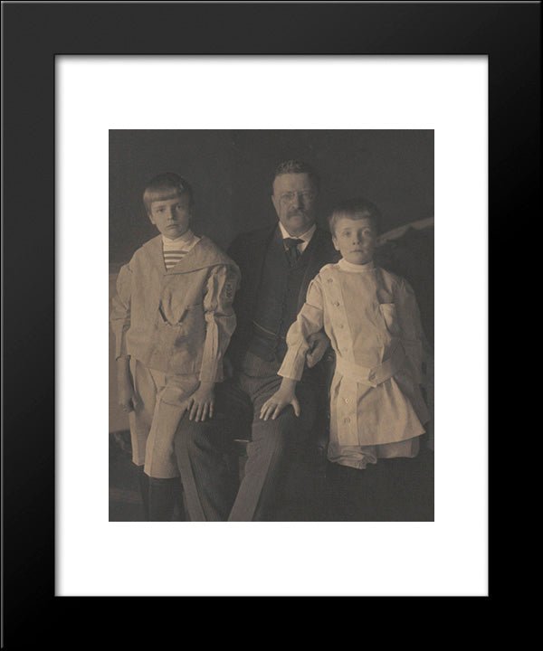 President Roosevelt, Archie Roosevelt, Right Side, Quentin Roosevelt, Left Side 20x24 Black Modern Wood Framed Art Print Poster by Library of Congress