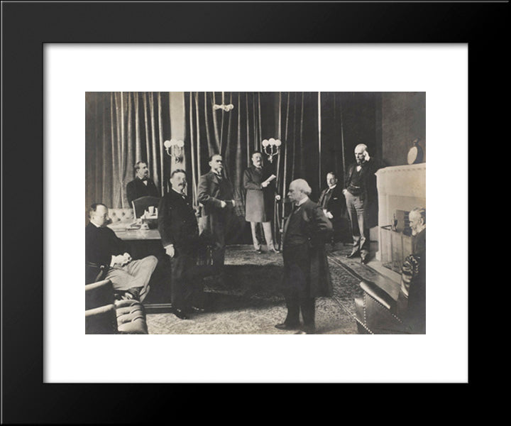 President Theodore Roosevelt Reading His Message To The Cabinet Before Sending It To Congress 20x24 Black Modern Wood Framed Art Print Poster by Library of Congress