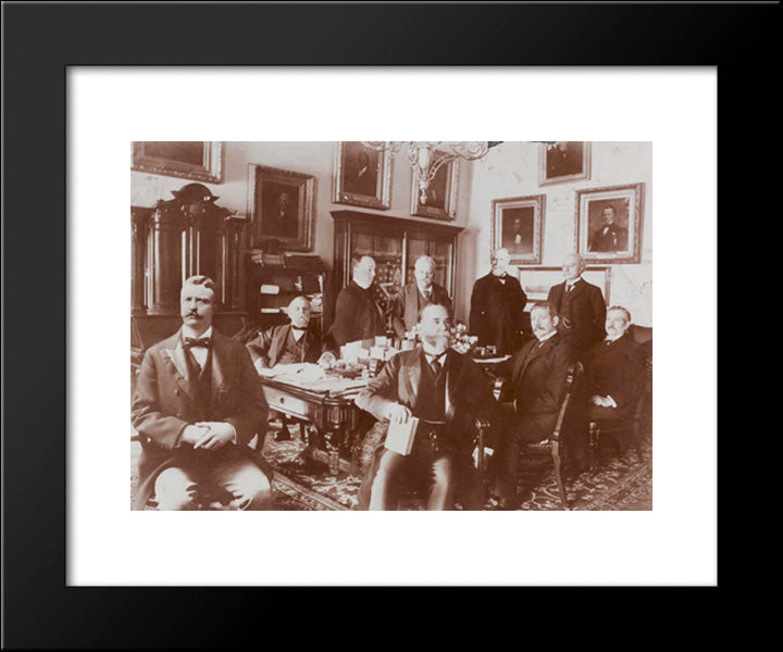 President Roosevelt & Cabinet 20x24 Black Modern Wood Framed Art Print Poster by Library of Congress