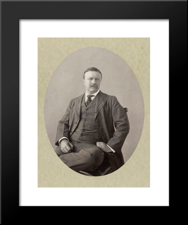 President Theodore Roosevelt Three-Quarter Length Portrait, Seated Left, Looking Slightly Right 20x24 Black Modern Wood Framed Art Print Poster by Library of Congress