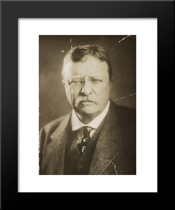 Theodore Roosevelt, Head-And-Shoulders Portrait, Facing Front 20x24 Black Modern Wood Framed Art Print Poster by Library of Congress