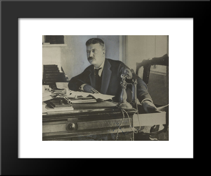 Theodore Roosevelt When He Was A New York Police Commissioner 20x24 Black Modern Wood Framed Art Print Poster by Library of Congress