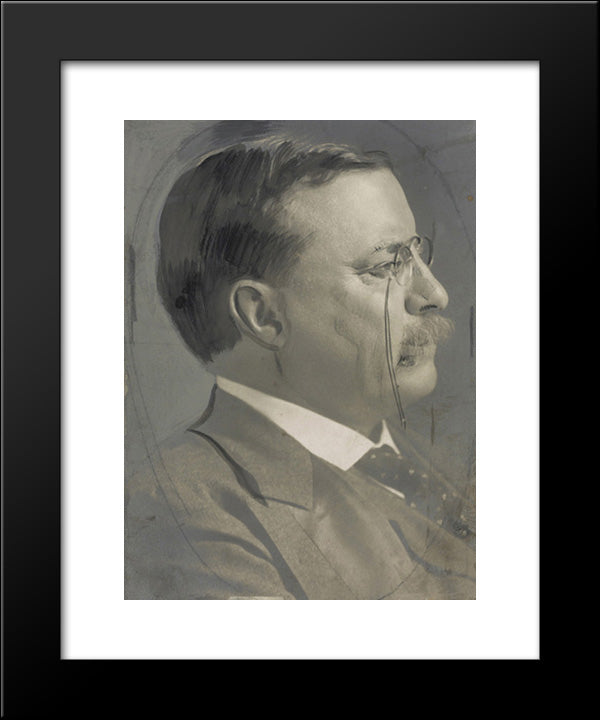 Theodore Roosevelt, Head-And-Shoulders Portrait, Facing Right 20x24 Black Modern Wood Framed Art Print Poster by Library of Congress