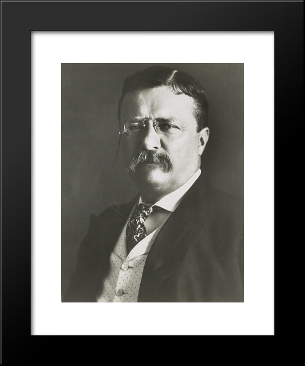 Theodore Roosevelt, Head-And-Shoulders Portrait, Facing Front 20x24 Black Modern Wood Framed Art Print Poster by Library of Congress