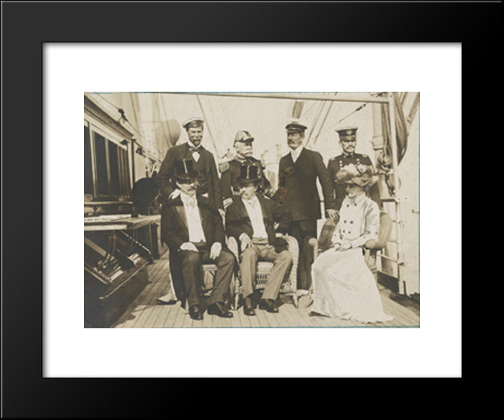 President Roosevelt And His Guests On Board The Mayflower 20x24 Black Modern Wood Framed Art Print Poster by Library of Congress