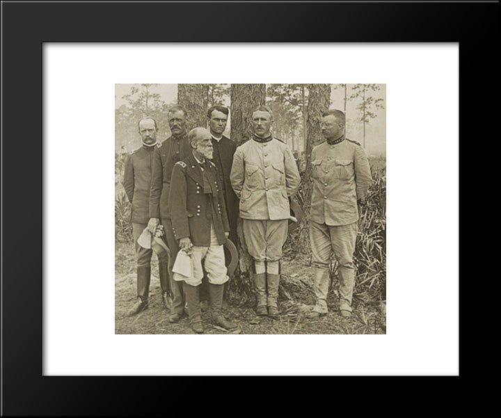 Staff Of The 1St Us Volunteer Regiment, The 'Rough Riders' In Tampa 20x24 Black Modern Wood Framed Art Print Poster by Library of Congress
