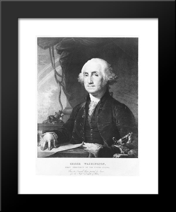 George Washington, First President Of The United States 20x24 Black Modern Wood Framed Art Print Poster by Library of Congress
