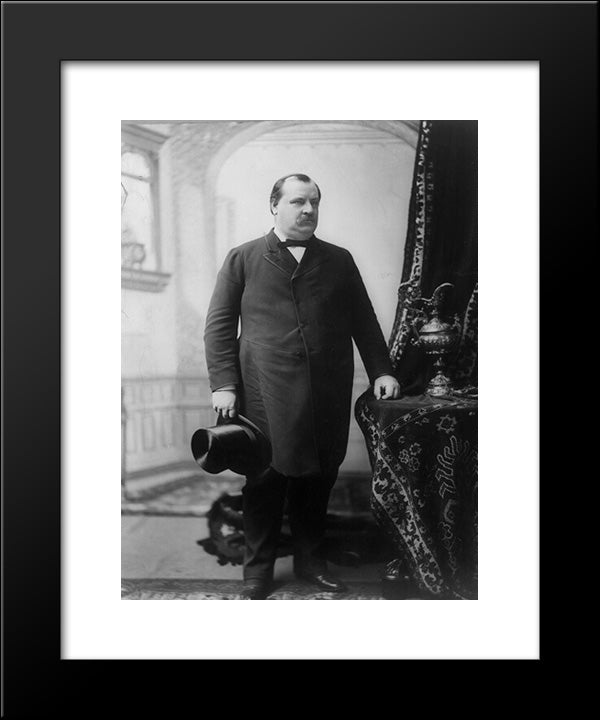Grover Cleveland, Full-Length Portrait, Standing, Facing Right, Holding Hat 20x24 Black Modern Wood Framed Art Print Poster by Library of Congress