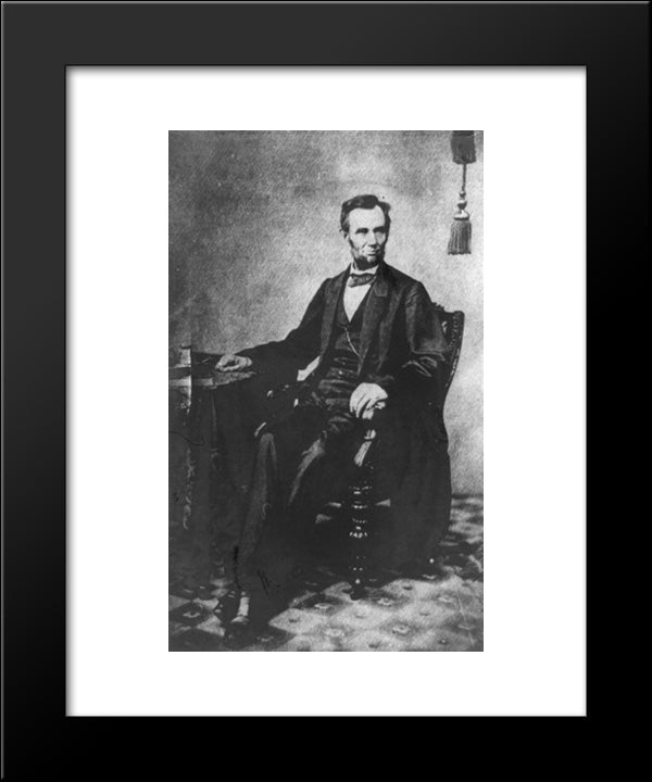 President Abraham Lincoln, Full-Length Portrait, Seated In A 'Brady' Chair, November 8, 1863 20x24 Black Modern Wood Framed Art Print Poster by Library of Congress
