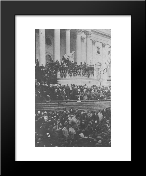President Abraham Lincoln Delivering Second Inaugural Address In Front Of The United States Capitol, March 4, 1865 20x24 Black Modern Wood Framed Art Print Poster by Library of Congress