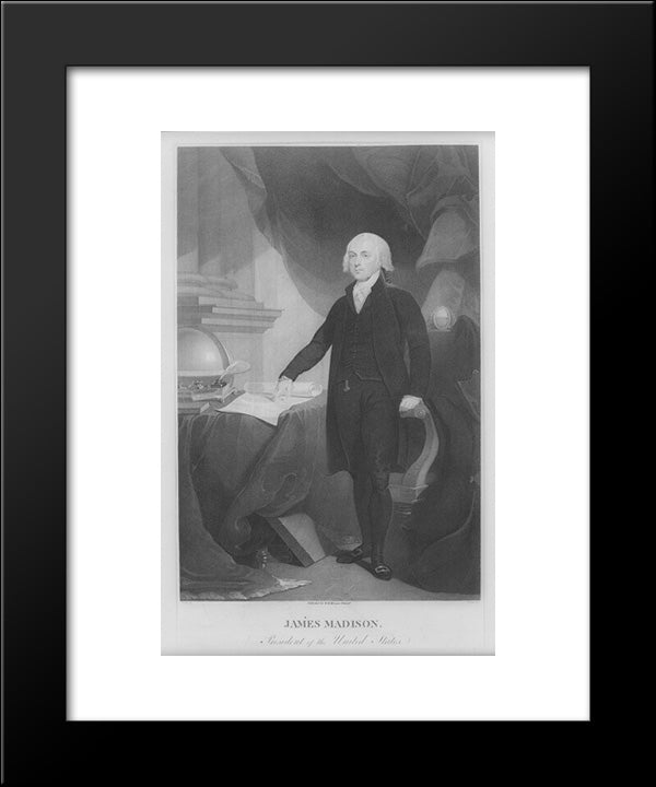 James Madison, President Of The United States 20x24 Black Modern Wood Framed Art Print Poster by Library of Congress