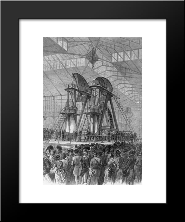 President Grant And Don Pedro Starting The Corliss Engine At The Centennial, Philadelphia, 1876 20x24 Black Modern Wood Framed Art Print Poster by Library of Congress