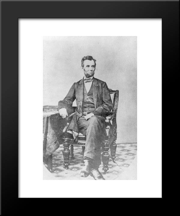 President Abraham Lincoln, Full-Length Portrait, Seated And Facing Front 20x24 Black Modern Wood Framed Art Print Poster by Library of Congress