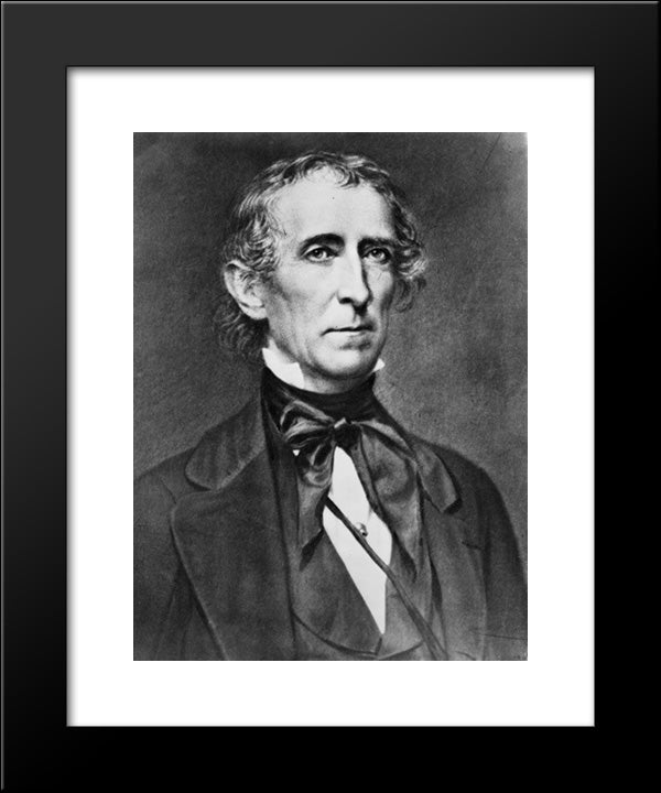 President John Tyler, Half-Length Portrait, Facing Right 20x24 Black Modern Wood Framed Art Print Poster by Library of Congress
