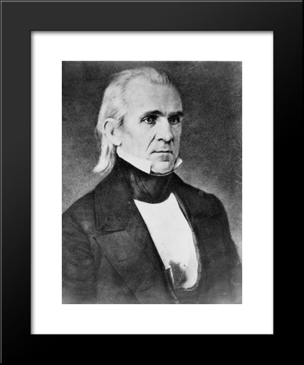President James K. Polk, Half-Length Portrait, Seated, Facing Right 20x24 Black Modern Wood Framed Art Print Poster by Library of Congress