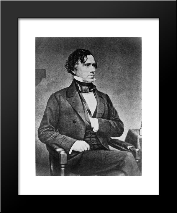 President Franklin Pierce, Three-Quarter Length Portrait, Seated, Facing Right, With Left Hand Inside Vest 20x24 Black Modern Wood Framed Art Print Poster by Library of Congress