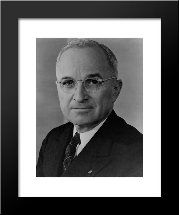 Harry S. Truman, Head-And-Shoulders Portrait, Facing Front 20x24 Black Modern Wood Framed Art Print Poster by Library of Congress