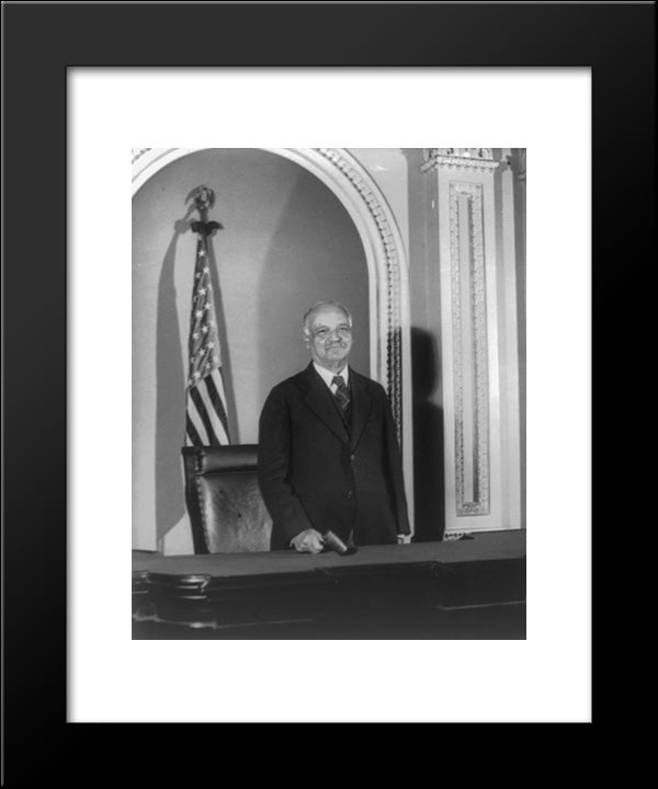 Charles Curtis, 31St Vice President, Half-Length Portrait, Facing Front, Standing On The Senate Rostrum In The U.S. Capitol 20x24 Black Modern Wood Framed Art Print Poster by Library of Congress
