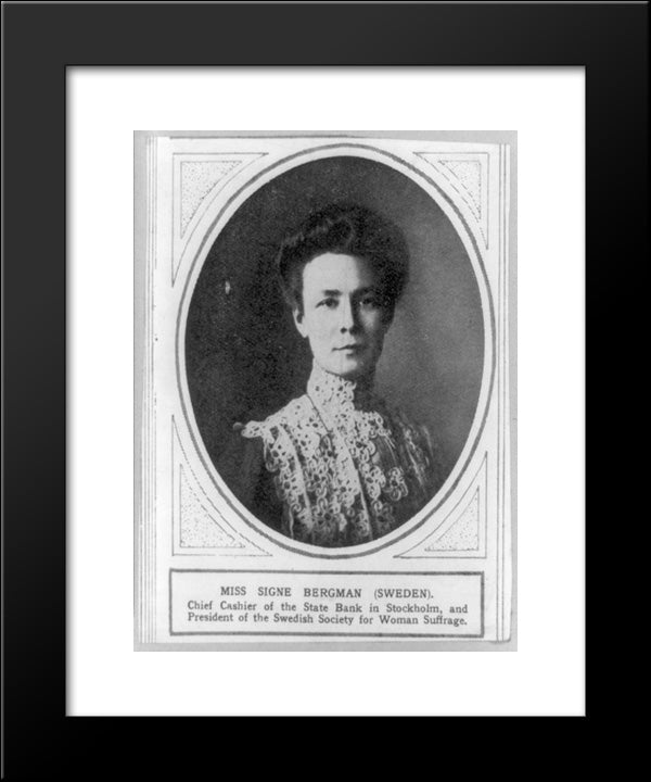 Signe Bergman, President Of The Swedish Society For Woman Suffrage, Head-And-Shoulders Portrait, Facing Right 20x24 Black Modern Wood Framed Art Print Poster by Library of Congress