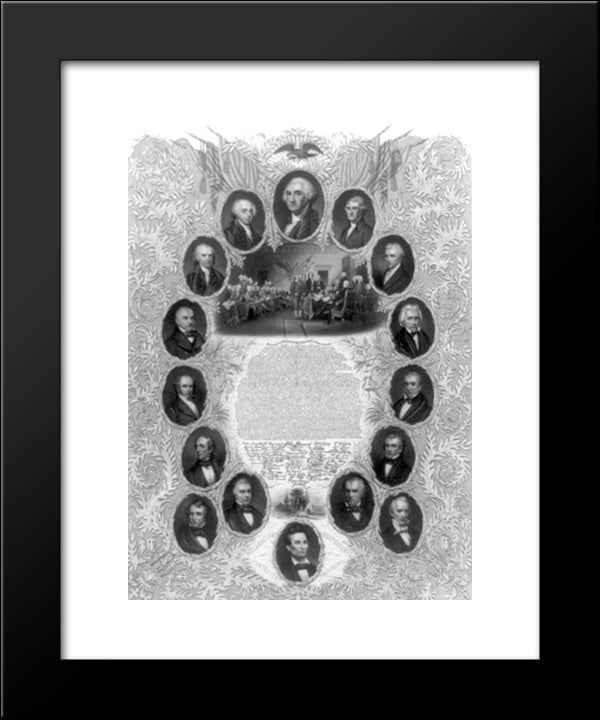 The Unanimous Declaration Of The Thirteen United States Of America 20x24 Black Modern Wood Framed Art Print Poster by Library of Congress