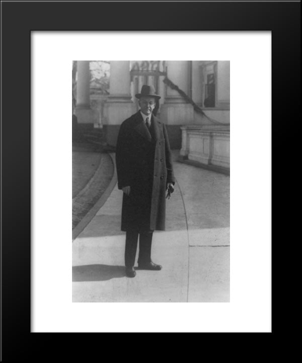 President Coolidge Snapped As He Left The White House Today 20x24 Black Modern Wood Framed Art Print Poster by Library of Congress