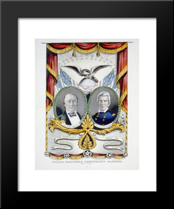 Grand, National, Democratic Banner. Press Onward 20x24 Black Modern Wood Framed Art Print Poster by Library of Congress