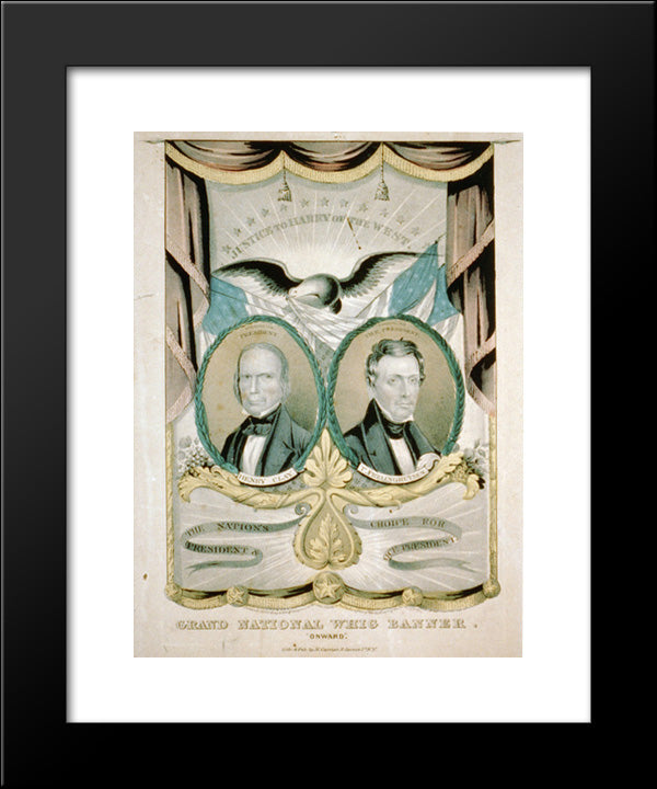 Grand National Whig Banner. 'Onward' 20x24 Black Modern Wood Framed Art Print Poster by Library of Congress