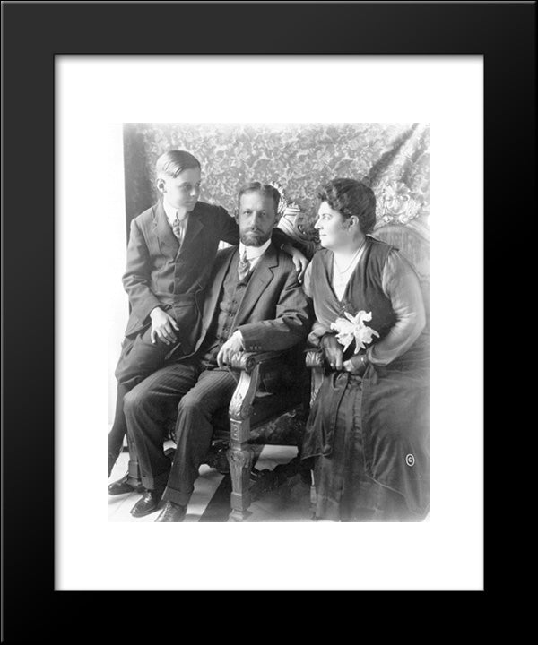 President Mario Menocal, Of Cuba, Full-Length Portrait, Seated, Facing Front, With His Wife And Son 20x24 Black Modern Wood Framed Art Print Poster by Library of Congress