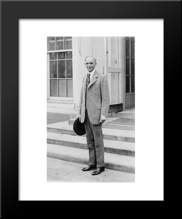 Henry Ford, Full-Length Portrait, Standing, Facing Slightly Left, Leaving The White House After Calling On The President 20x24 Black Modern Wood Framed Art Print Poster by Library of Congress