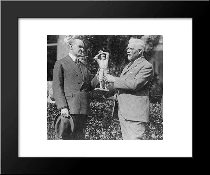 U.S.J. Dunbar Presents A Statue Of Walter Johnson [To President Coolidge 20x24 Black Modern Wood Framed Art Print Poster by Library of Congress