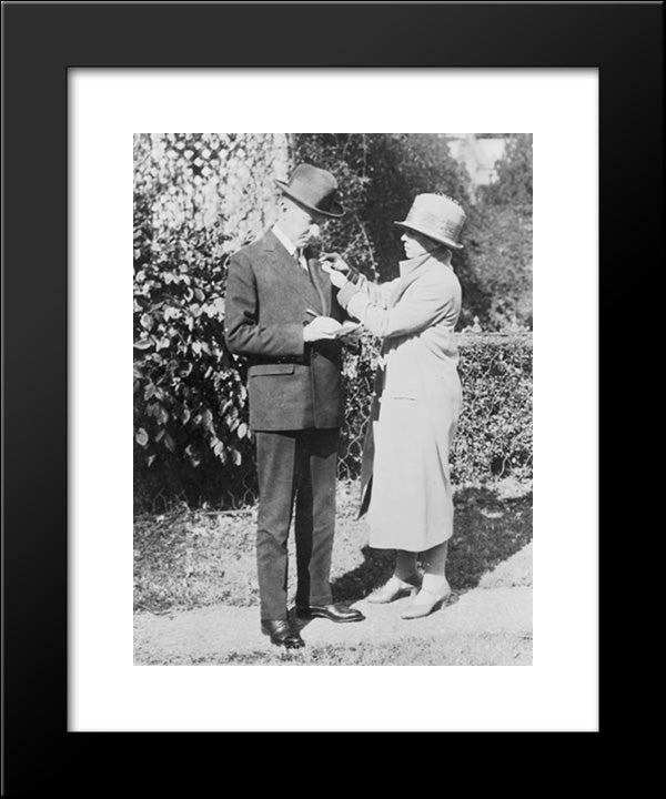 Mrs. Calvin Coolidge Enrolls The President In The American Red Cross 20x24 Black Modern Wood Framed Art Print Poster by Library of Congress