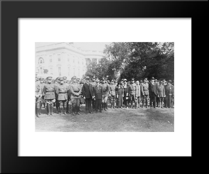 President Coolidge, Standing, With Members Of The Military Order Of The World War, On The White House Lawn 20x24 Black Modern Wood Framed Art Print Poster by Library of Congress