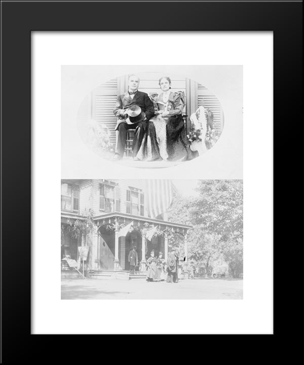 President Mckinley And Mrs. Mckinley, Full-Length Portrait, Seated, Facing Front Group Of People In Front Of House 20x24 Black Modern Wood Framed Art Print Poster by Library of Congress