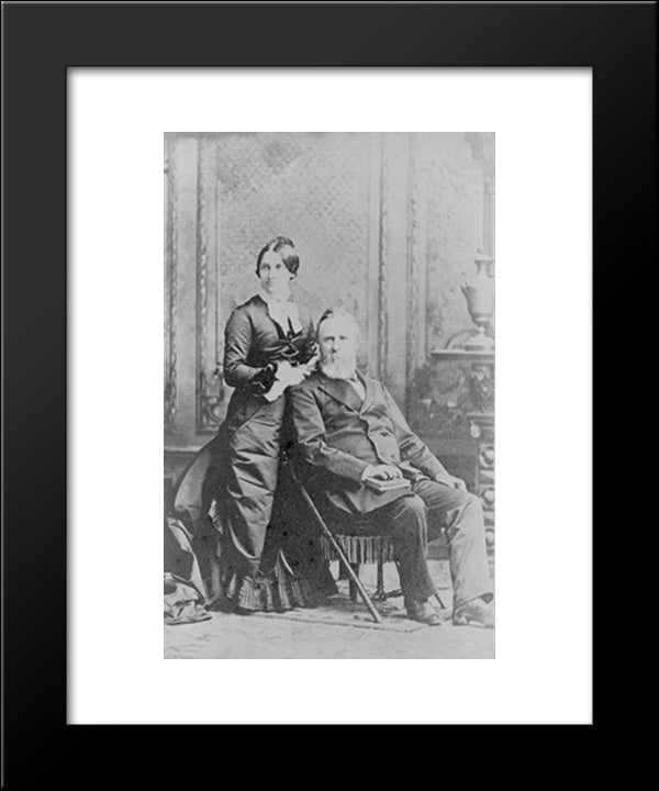 President And Mrs. Rutherford B. Hayes (Lucy Webb Hayes), Full-Length Portrait, Looking Slightly Left 20x24 Black Modern Wood Framed Art Print Poster by Library of Congress