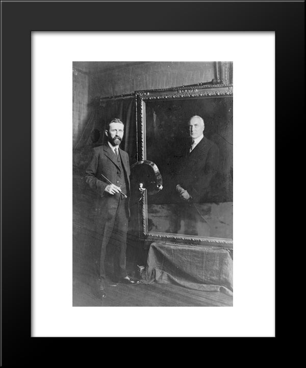 E. Hodgson Smart, The Prominent English Painter, And His Canvas Of President Harding Which He Has Just Completed 20x24 Black Modern Wood Framed Art Print Poster by Library of Congress