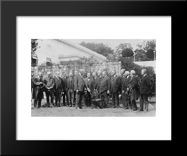 President Harding Presenting To The Roosevelt Memorial Society The Chair Used By President Roosevelt When He Was In The White House 20x24 Black Modern Wood Framed Art Print Poster by Library of Congress