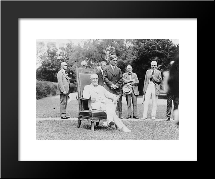 President Harding Was Today Presented With A Chair Made From The First American Battleship 'The Revenge' 20x24 Black Modern Wood Framed Art Print Poster by Library of Congress