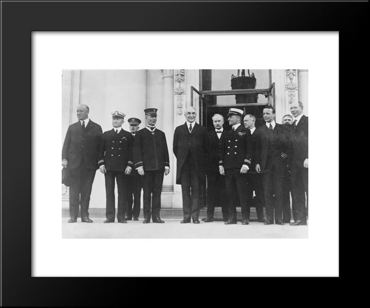 With Members Of The Cabinet Congratulating Congressional Medal Of Honor Men Of The Navy 20x24 Black Modern Wood Framed Art Print Poster by Library of Congress