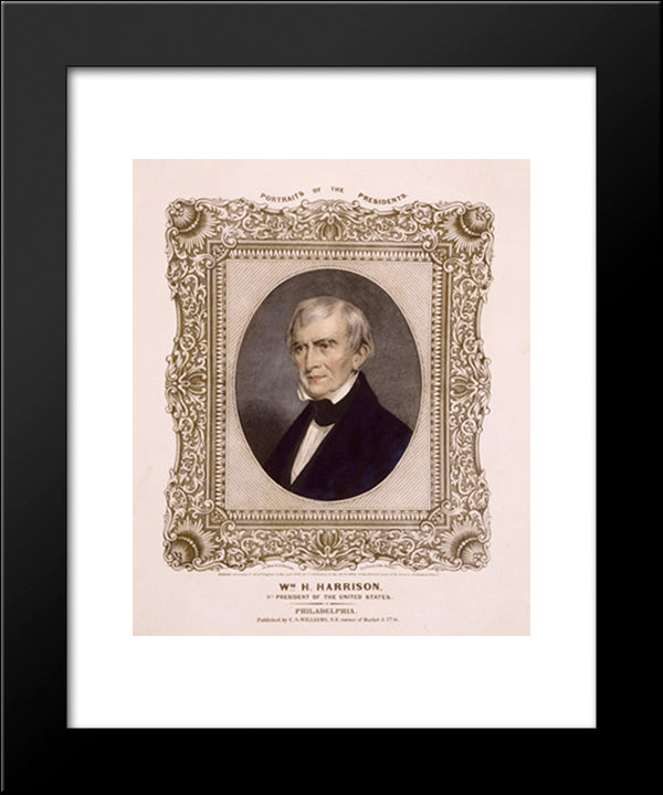 Wm. H. Harrison, 9Th President Of The United States 20x24 Black Modern Wood Framed Art Print Poster by Library of Congress