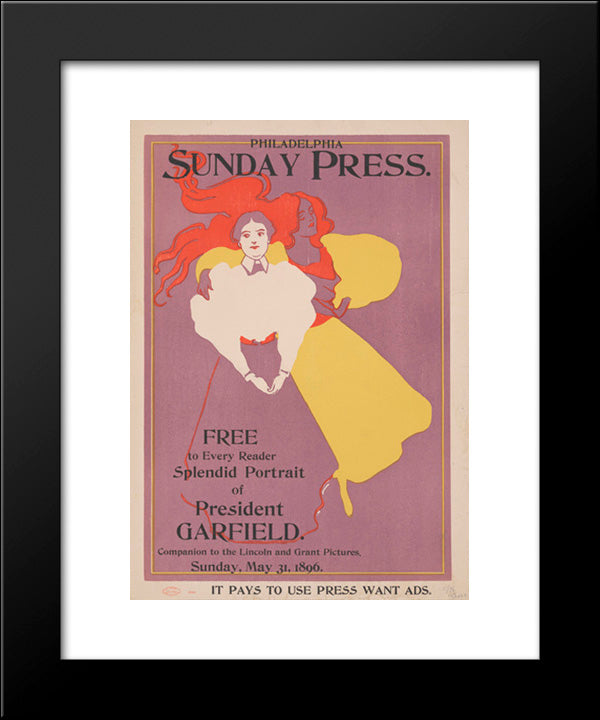 Free To Every Reader, Splendid Portrait Of President Garfield. 20x24 Black Modern Wood Framed Art Print Poster by Library of Congress