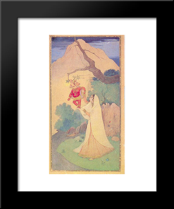 Ganesh-Janani 20x24 Black Modern Wood Framed Art Print Poster by Tagore, Abanindranath