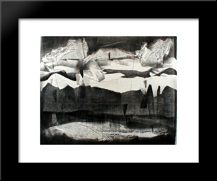 Rain On The Mesa - New Mexico 20x24 Black Modern Wood Framed Art Print Poster by Yunkers, Adja