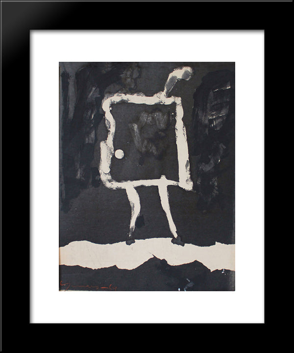 The Turtle 20x24 Black Modern Wood Framed Art Print Poster by Yunkers, Adja