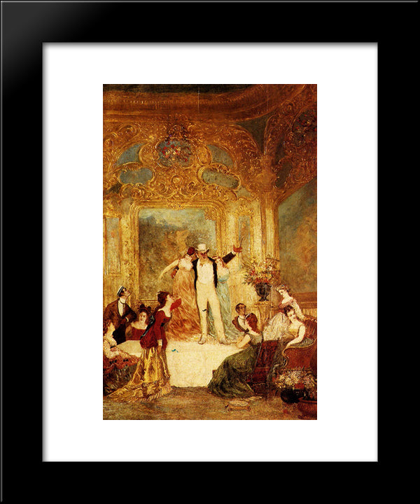 An Evening At The Paiva 20x24 Black Modern Wood Framed Art Print Poster by Monticelli, Adolphe Joseph Thomas