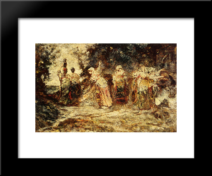 At The Well 20x24 Black Modern Wood Framed Art Print Poster by Monticelli, Adolphe Joseph Thomas